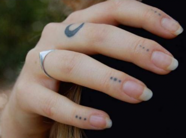 Tanda titik di antara jari-jari tangan